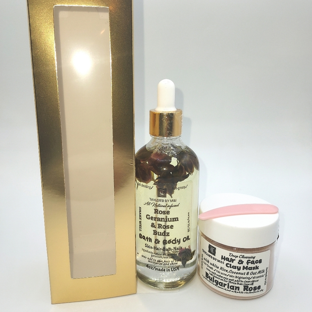 Hand Crafted Rose Geranium & Rose Buds Bath & Body Oil